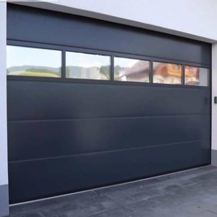 Customized garage door with perspective window