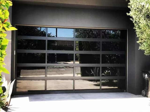 Modern Design Aluminum Alloy and Tempered Glass Transparent Garage Door for Villas